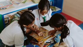 Thai Girls learning at the school, Thailand